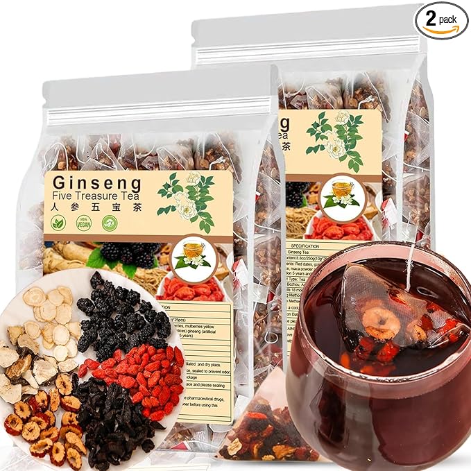 高麗人参五宝茶 |腎臓を養い、気と血を補充し、抜け毛を防ぎ、疲労を和らげ、免疫力を高める純粋な天然漢方茶